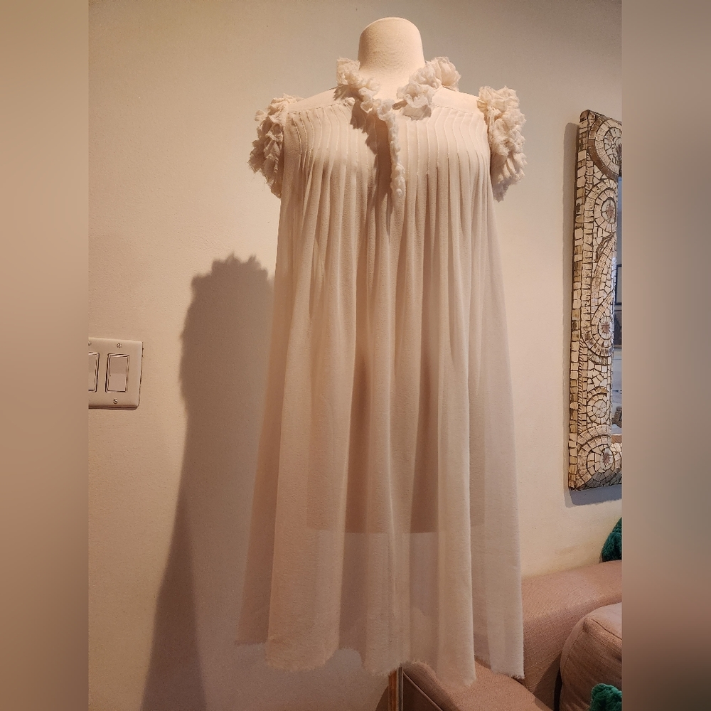Thomas Wylde White Sheer Shift Mini Dress in Size S